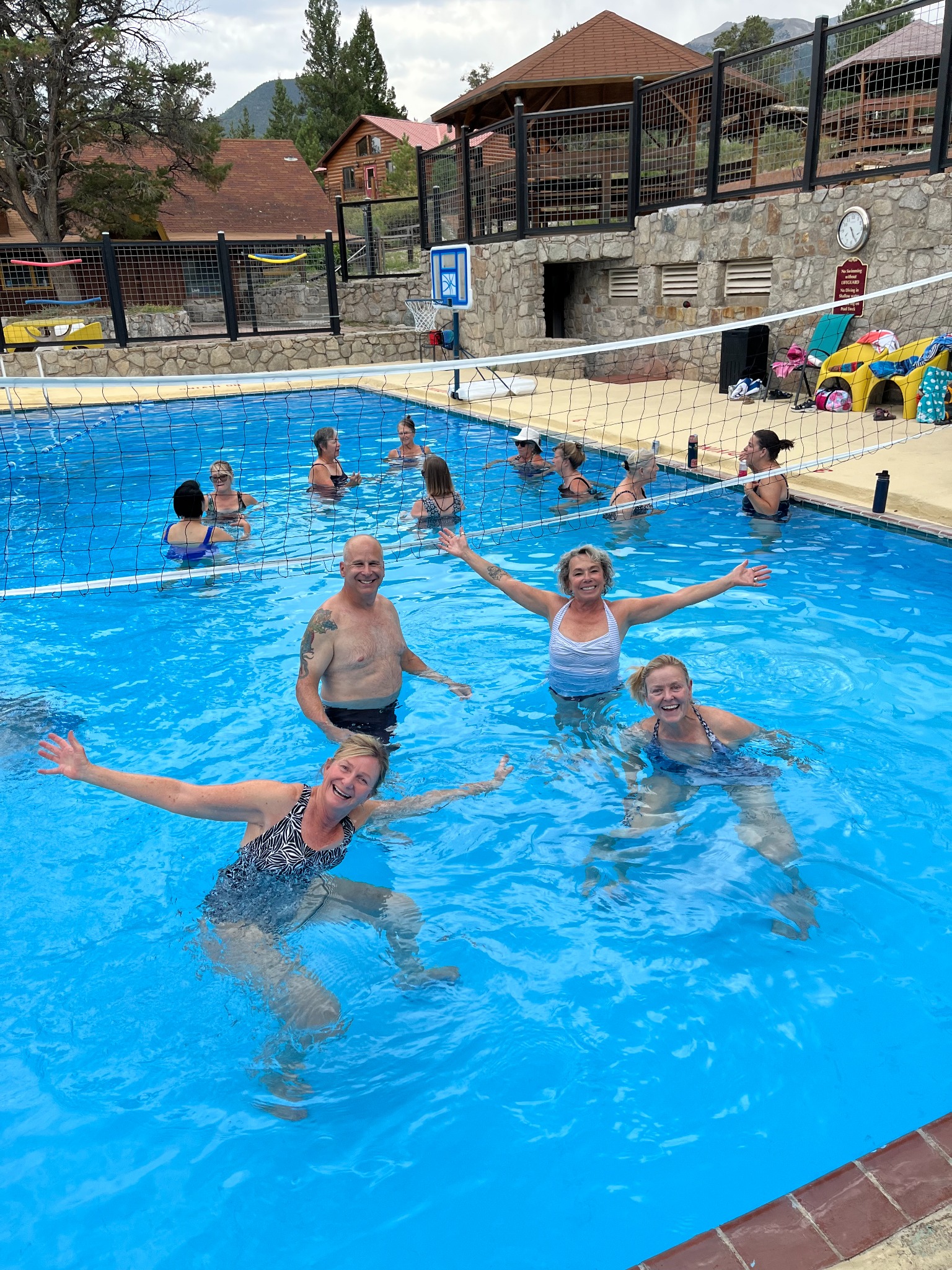 Hot springs pool between games